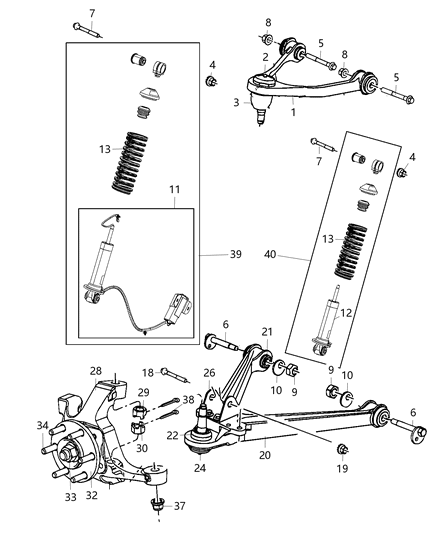 2014 Dodge Viper Suspension - Front Diagram