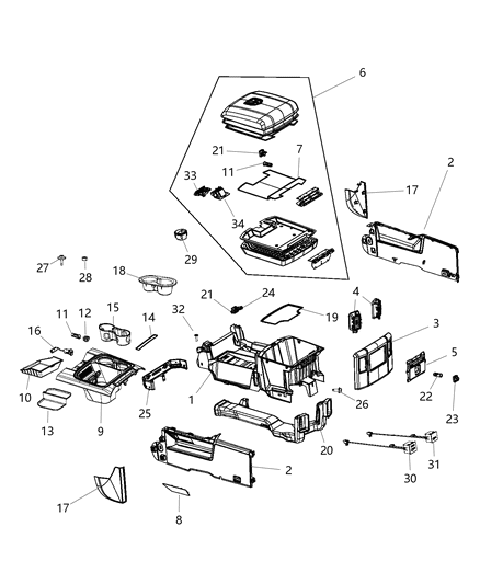 2016 Ram 2500 Latch-ARMREST Lid Diagram for 5RQ83DX9AB