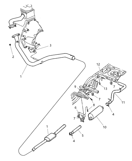 2002 Dodge Dakota Exhaust System Diagram 1