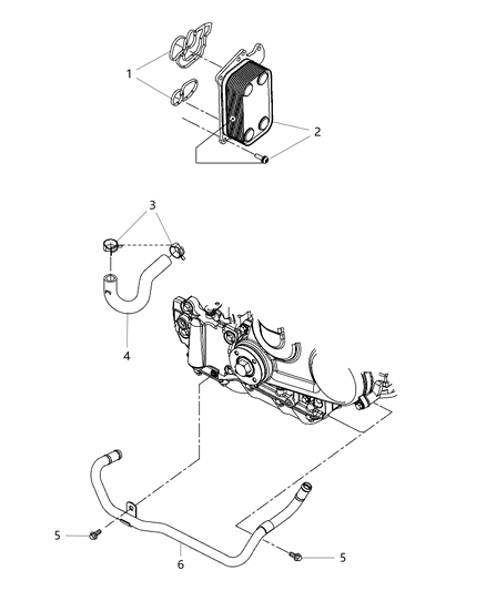 2018 Jeep Wrangler JK (Previous-generation) Engine Oil Filter & Housing & Adapter / Oil Cooler , Adapter & Hoses / Tubes Diagram 1