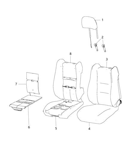 2016 Jeep Grand Cherokee Front Seat - Bucket Diagram 1