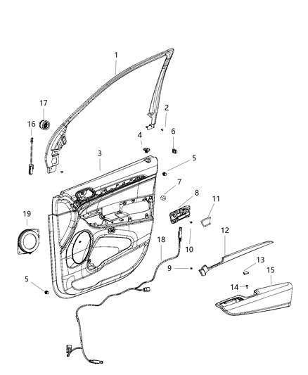 2020 Jeep Grand Cherokee Front Door Trim Diagram for 6DY633V5AD