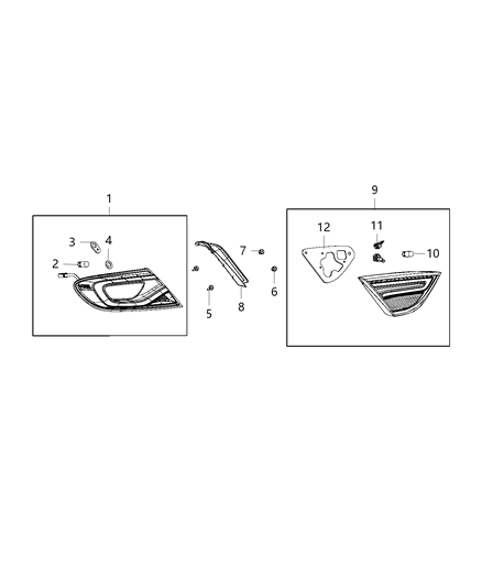 2016 Chrysler 200 Lamps, Service Parts Rear Diagram