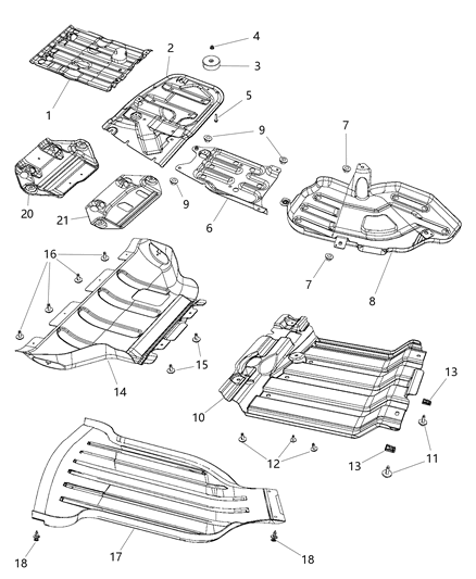 2016 Jeep Grand Cherokee Belly Pan-Front Diagram for 55079191AD