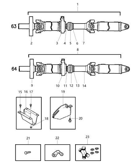 2000 Dodge Ram 3500 YOKE-Drive Shaft Diagram for 4428804