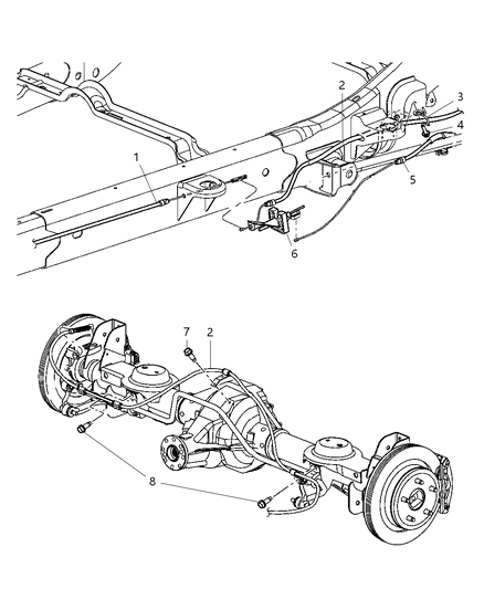 2009 Chrysler Aspen Park Brake Cables, Rear Diagram