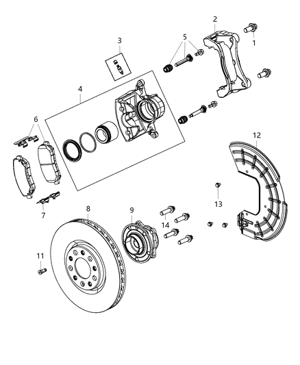 2013 Dodge Dart Front Brake Rotor Diagram for 68216161AA
