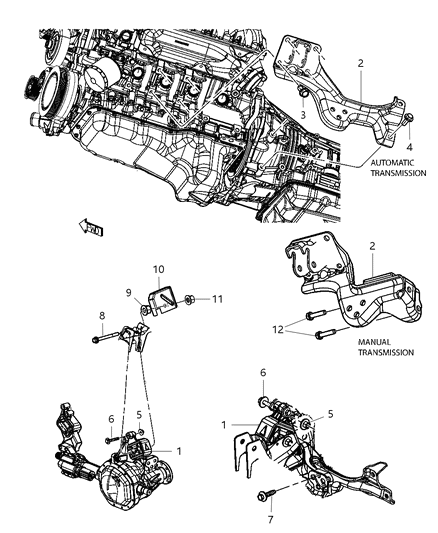 2009 Dodge Ram 1500 Bracket-Engine Mount Diagram for 52110055AH