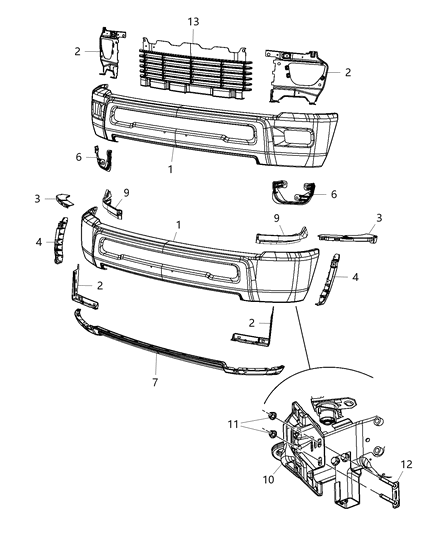 2015 Ram 2500 Bumper Front Diagram