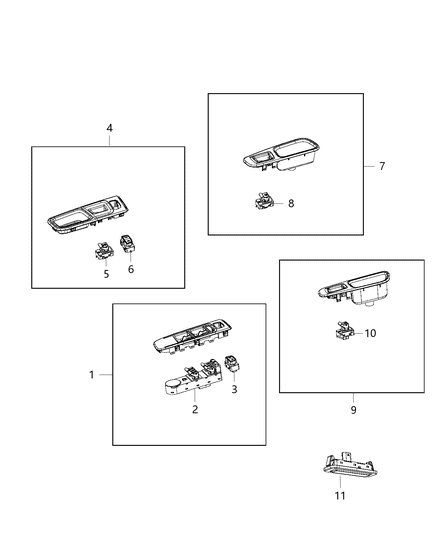 2018 Jeep Renegade Switches - Door Diagram
