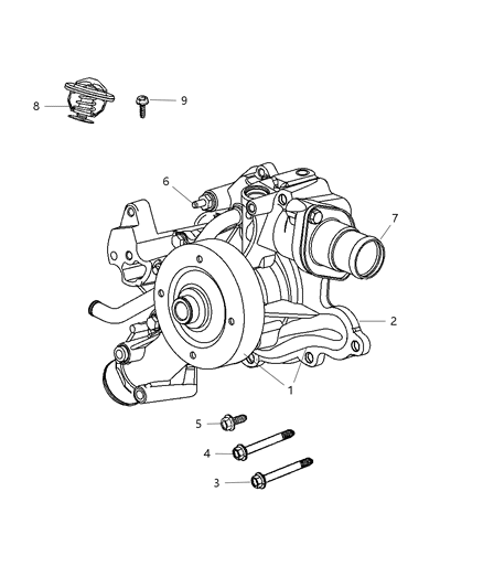 2007 Chrysler Aspen Water Pump & Related Parts Diagram 2