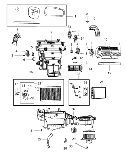 2019 Jeep Grand Cherokee A/C & Heater Unit Diagram