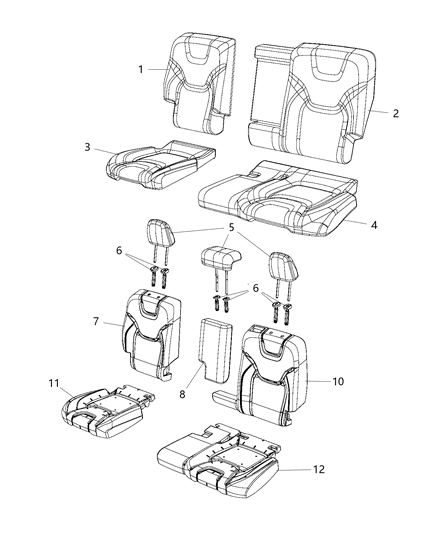 2017 Jeep Cherokee Rear Seat Cushion Cover Right Diagram for 5YN52HL1AC