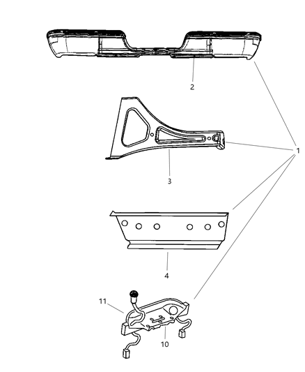 2002 Dodge Ram 2500 Quad & Club Cab Step Bumper Diagram