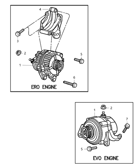 2001 Jeep Grand Cherokee Alternator & Mounting Diagram