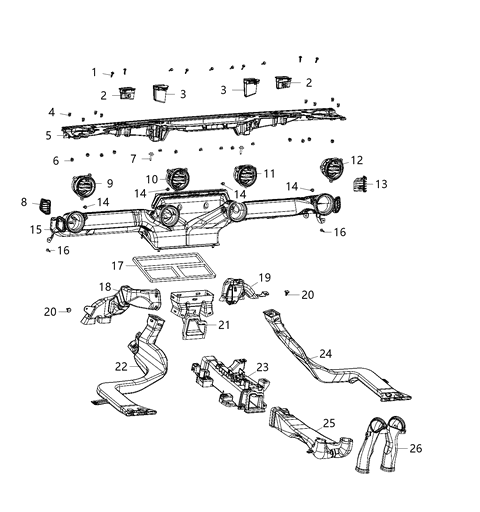 2020 Jeep Gladiator Duct-Floor Console Diagram for 68290513AC