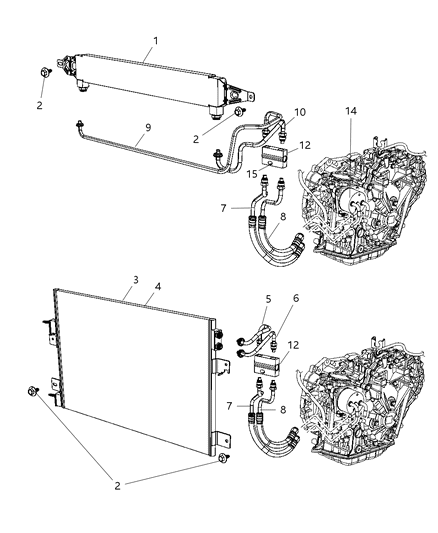 2009 Jeep Patriot Transmission Oil Cooler & Lines Diagram