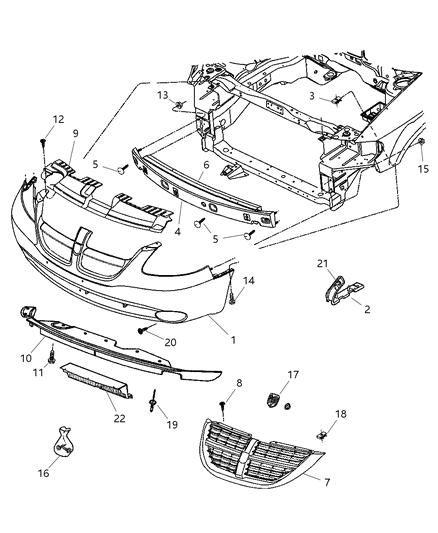 2007 Dodge Caravan Front Fascia Diagram