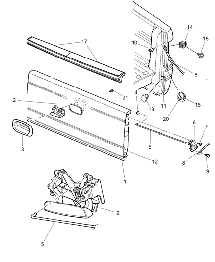 2008 Dodge Dakota Spoiler-TAILGATE Diagram for 55112457AB