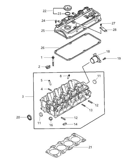 2004 Chrysler Sebring Coupe Cylinder Head Diagram 1