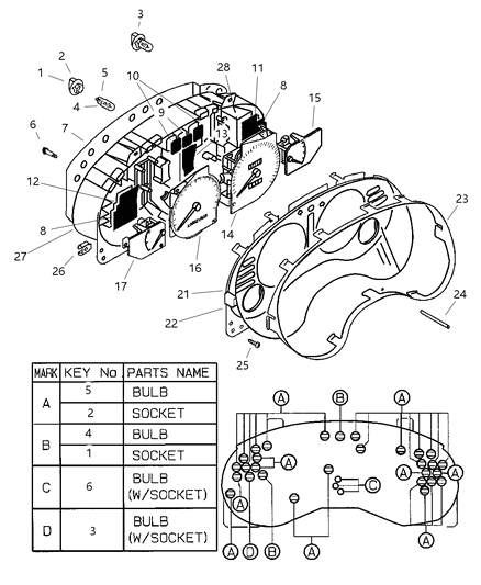 1997 Chrysler Sebring Coupe Cluster, Instrument Panel Diagram