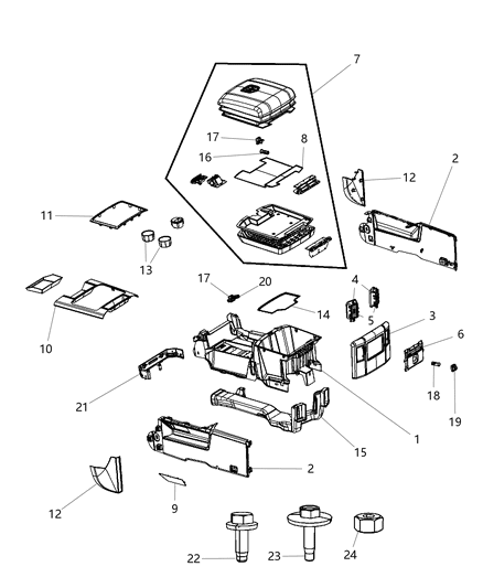 2010 Dodge Ram 3500 Pickup Floor Console Diagram 1
