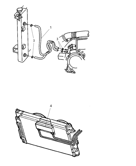 1999 Dodge Grand Caravan Transmission Oil Cooler & Lines Diagram