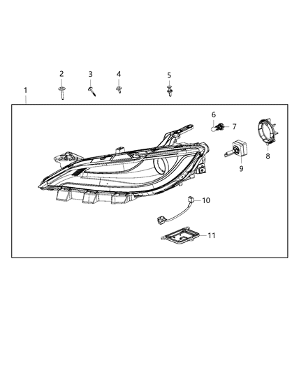 2015 Chrysler 200 Drive Side Headlamp Complete Assembly Diagram for 68145683AD