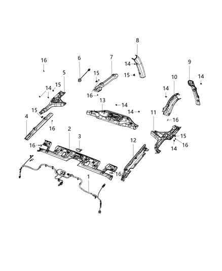 2018 Jeep Wrangler All-new Model Roof Moldings Sport Bar Diagram 1