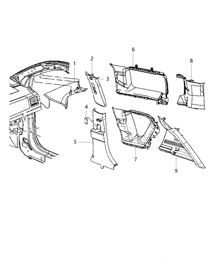 2017 Jeep Patriot Panel-B Pillar Upper Trim Diagram for 1AX74HDAAF