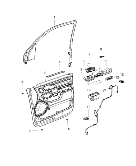 2021 Ram 1500 Cover-Release Handle Bezel Diagram for 5YJ56TX7AA