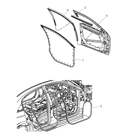 2010 Chrysler Sebring Weatherstrips - Front Door Diagram 2