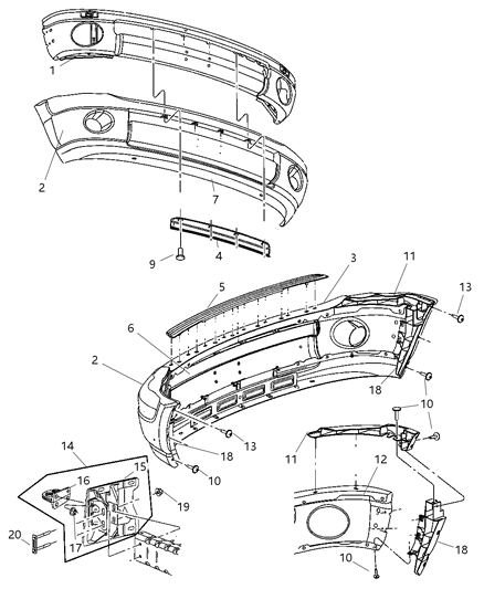 2008 Dodge Ram 3500 Panel-Front Bumper Diagram for 55077773AA