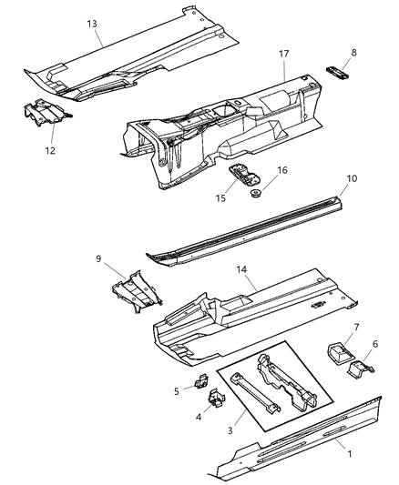 2006 Chrysler Crossfire Panel-Body Side SILL Inner Diagram for 5098231AA