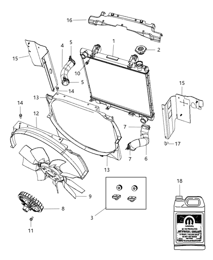 2011 Ram Dakota Radiator & Related Parts Diagram