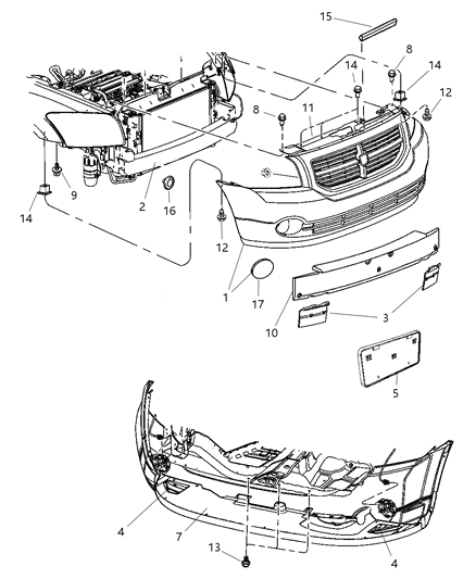 2009 Dodge Caliber Panel-Upper FASCIA Diagram for 5116131AB