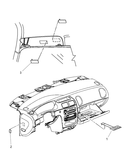 2005 Dodge Magnum Instrument Panel & Visors Diagram