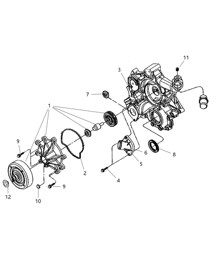 2007 Jeep Liberty Water Pump & Related Parts Diagram 2