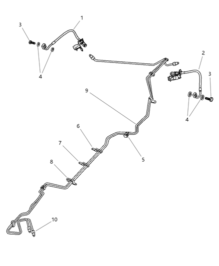 1998 Dodge Intrepid Lines & Hoses, Rear Brakes Diagram