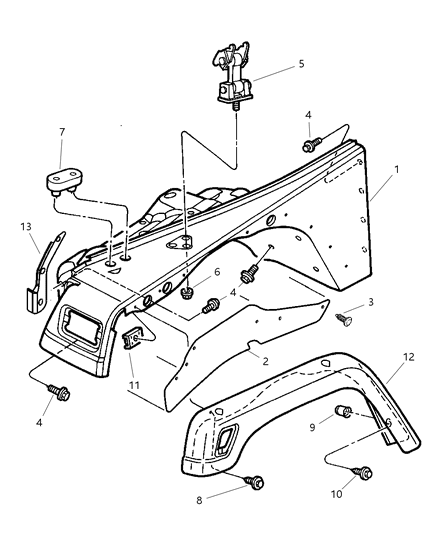 2002 Jeep Wrangler Fender-Fender Diagram for 5003951AE