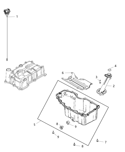 2020 Jeep Renegade Engine Oil Pan & Engine Oil Level Indicator & Related Parts Diagram 2