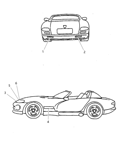 1997 Dodge Viper Decal, Hood "Viper R/T 10" Diagram for MB61SBB