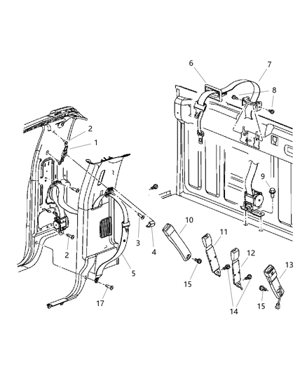 2009 Dodge Ram 3500 Pickup Seat Belts Front Diagram 3
