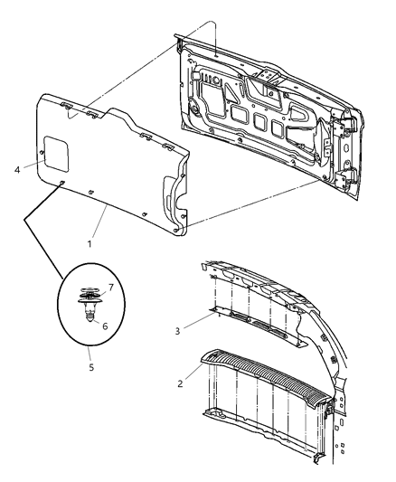 2003 Jeep Liberty Swing Gate - Trim Panel Diagram