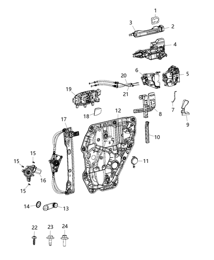 2020 Jeep Wrangler Rear Door - Hardware Components Diagram