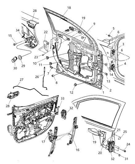2007 Dodge Caliber Door Lock Actuator Motor Front Right Diagram for 4589416AA