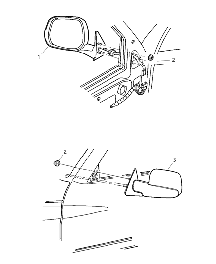 2002 Dodge Ram 3500 Outside Rear View Mirror Diagram for 55076489AF