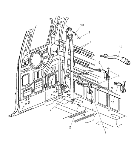 2000 Dodge Dakota Seat Belt Rear Inner Diagram for 5DW291AZAB