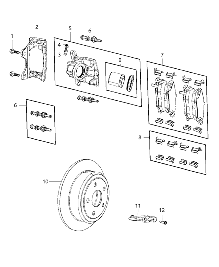 2012 Jeep Liberty Brakes, Rear, Disc Diagram