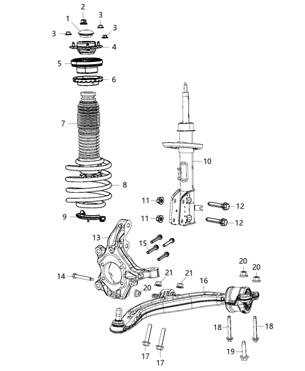 2020 Chrysler Pacifica Suspension Knuckle Right Diagram for 68189018AD
